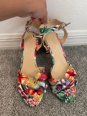 Jessica Simpson Floral Multicolor Ankle-Strap Women's Heels